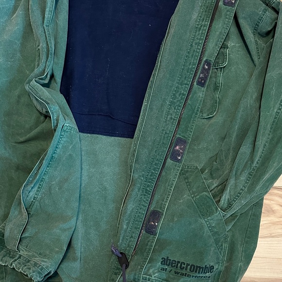 Abercrombie & Fitch Forest Green Canvas Saltwater Distressed Hooded Jacket M - Picture 10 of 10